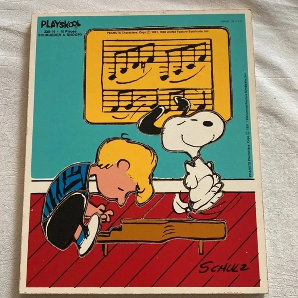 Vintage 1958 Playskool Peanuts Schroeder & Snoopy wooden puzzle